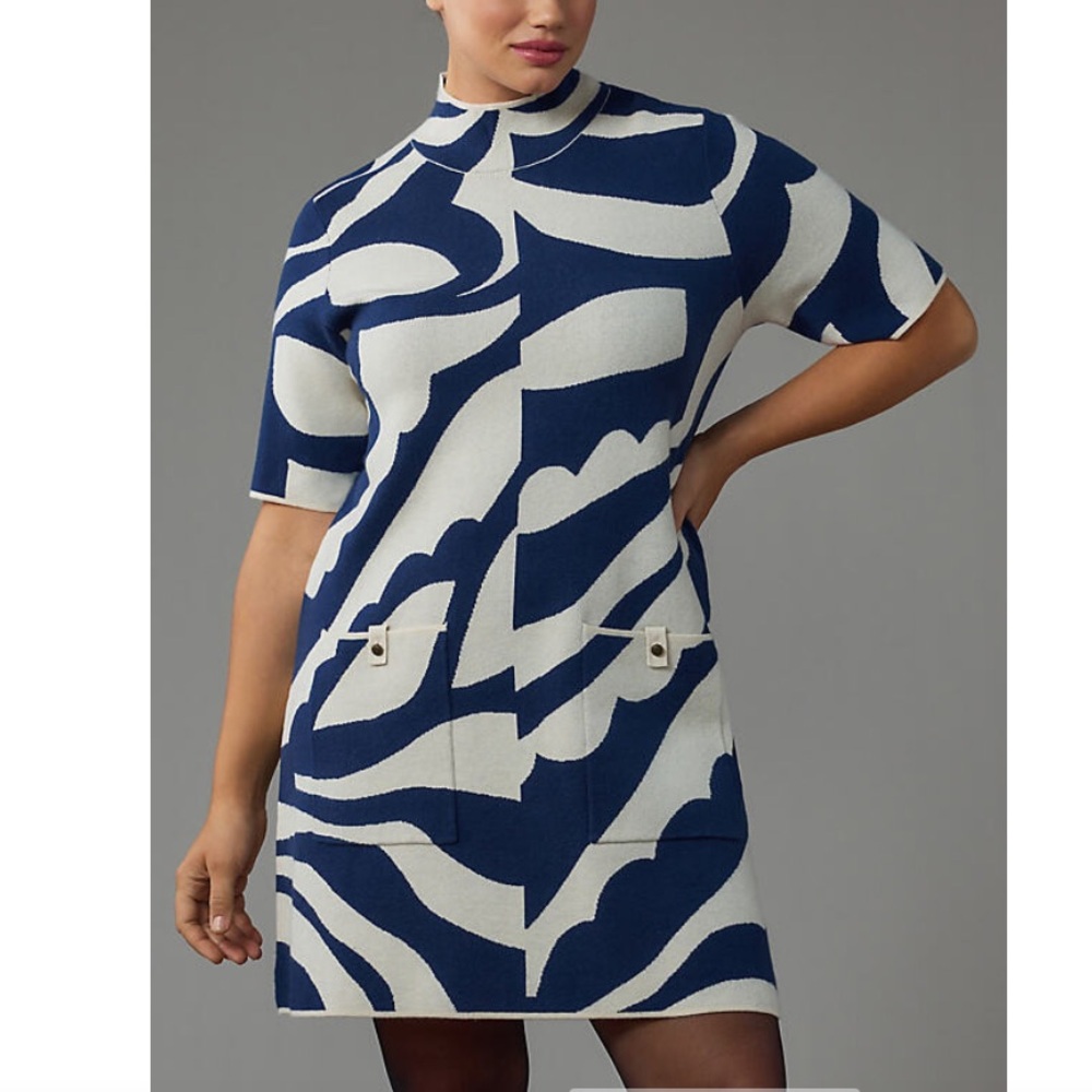 Maeve Annalise Mock-Neck Mini Sweater Dress